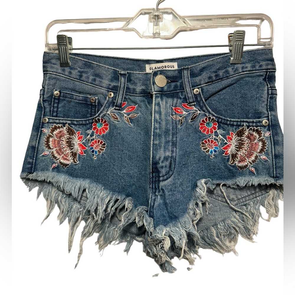 Glamorous Boutique Brand Embroidered Jean Shorts Size XS